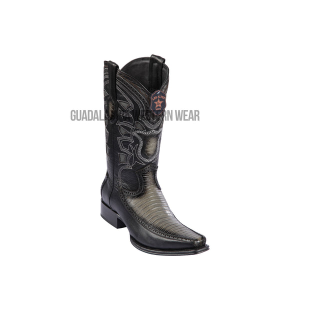 Los Altos Faded Gray Teju & Deer European Square Toe Cowboy Boots