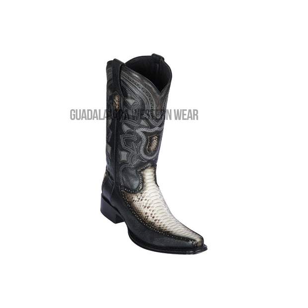 Los Altos Natural Python & Deer European Square Toe Cowboy Boots