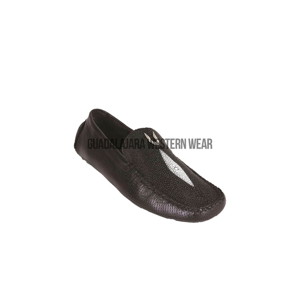 Vestigium Black Stingray Single Stone Loafers