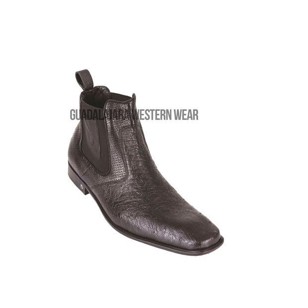 Vestigium Black Ostrich Belly Chelsea Boot