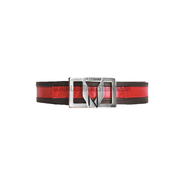 Vestigium Black / Red Ostrich Leg Casual Belt