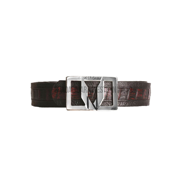 Vestigium Black Cherry Caiman Belly Casual Belt