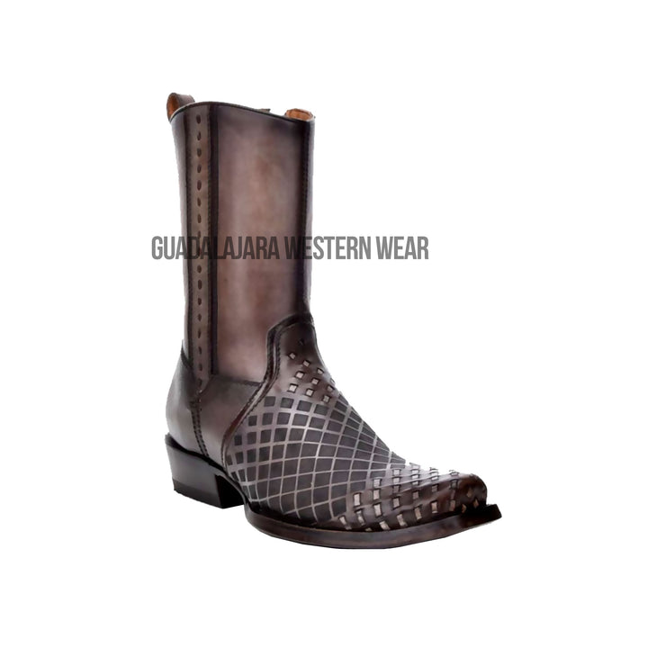 Cuadra Black / Grey Dubai Toe Leather Ankle Boot