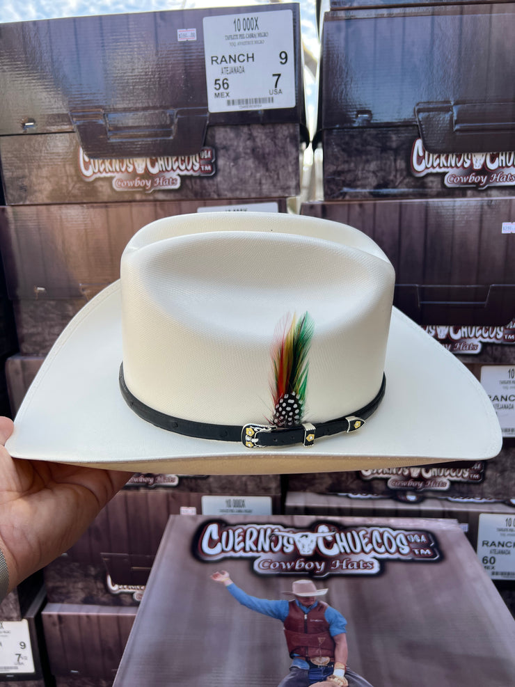 10,000x falda/brim 3.5" Avestruz Negro Sinaloa Style Hat (Exclusive)