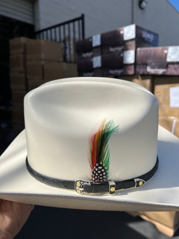 10,000x falda/brim 3.5" Avestruz Negro Sinaloa Style Hat (Exclusive)