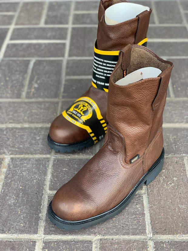 Original Michel Boots Men's Pull On Work Boot Brown Steel Toe