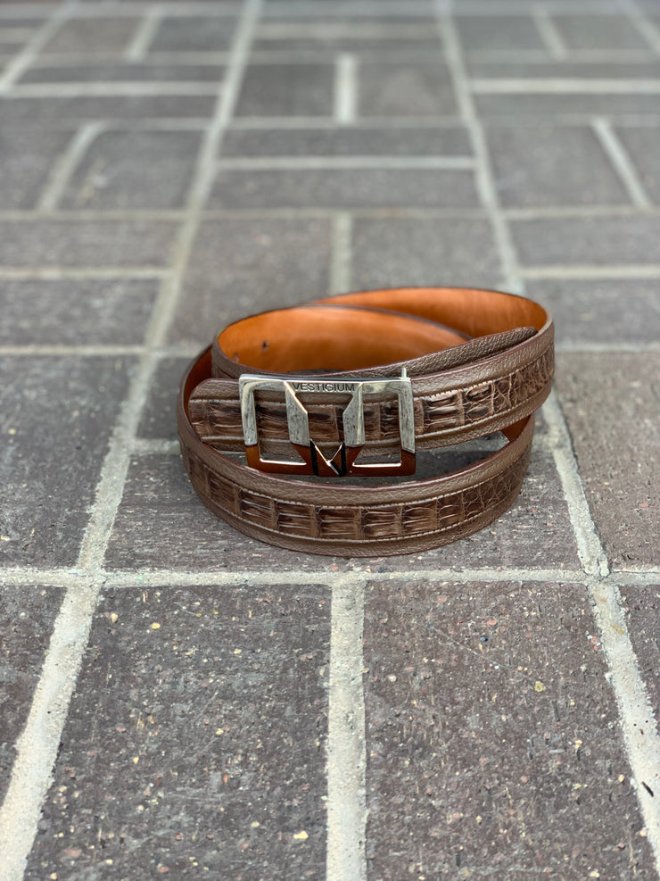 Vestigium Brown Caiman Belly Casual Belt