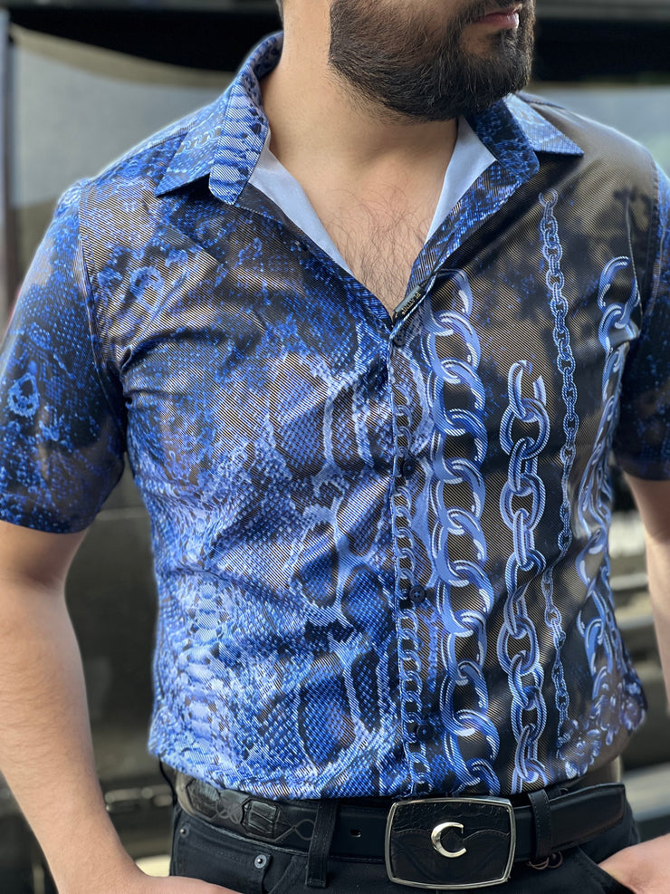 Platini Men's Digital Print Short Sleeve Shirt - FPS8639