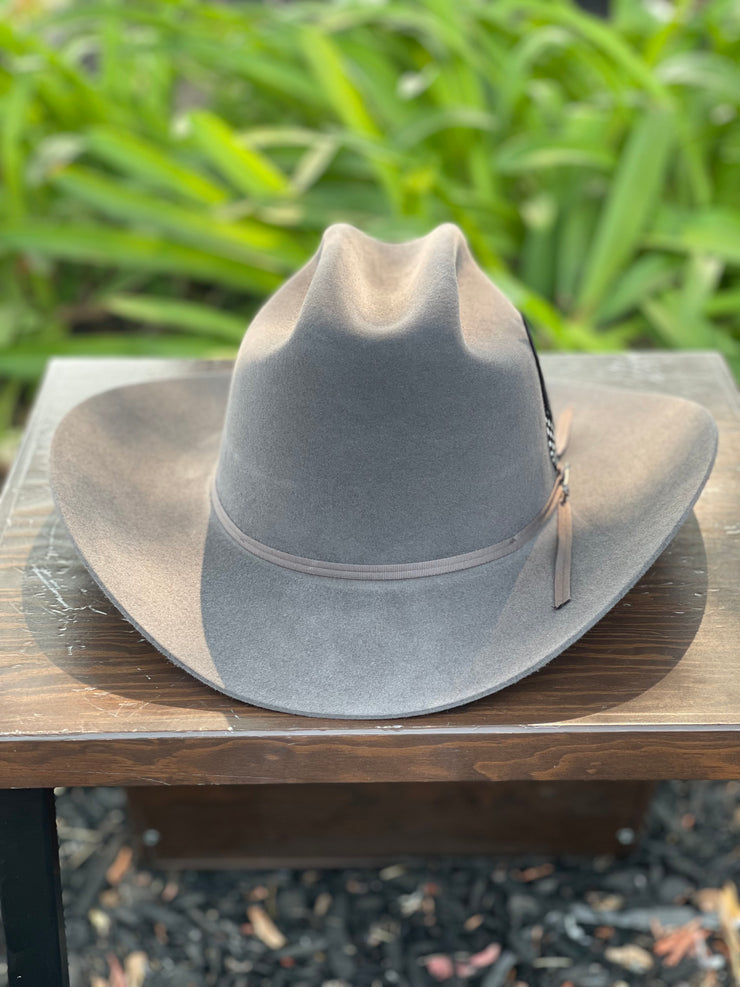Stetson 6x Spartan Granite Grey Diamante Negro Cowboy Felt Hat Sinaloa (Copa Chica Falda/Brim 3.5")