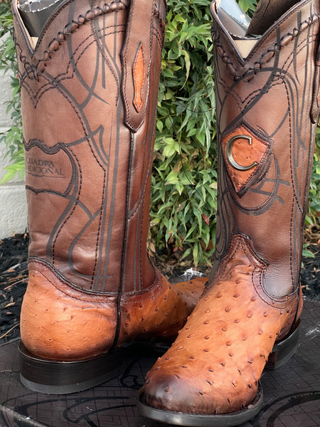 Bota Cuadra de Avestruz Miel – Guadalajara Western Wear