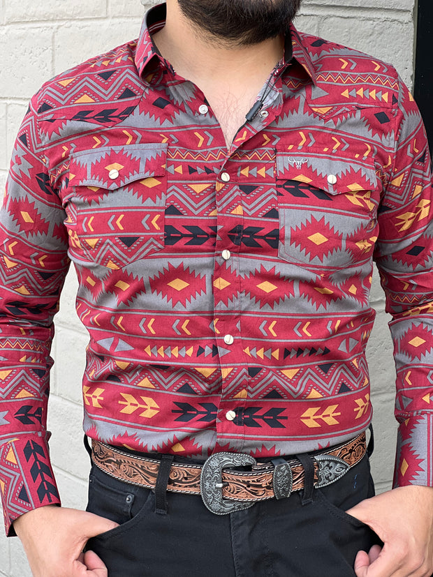 Platini Men's Aztec Digital Print Shirt - AZL7778