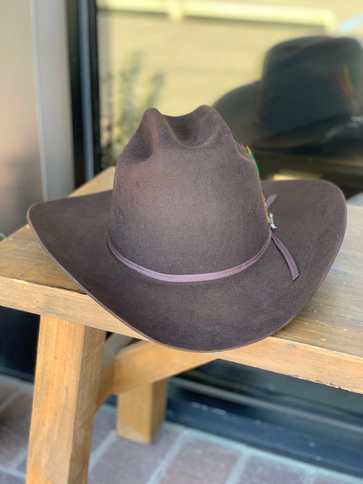 Stetson 6x Rancher Chocolate Cowboy Felt Hat Sinaloa (Copa Alta Falda/Brim 3.5")