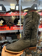 Black Finish Python Wide Square Toe Cowboy Boots