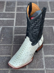 Natural Finish Python Wide Square Toe Cowboy Boots