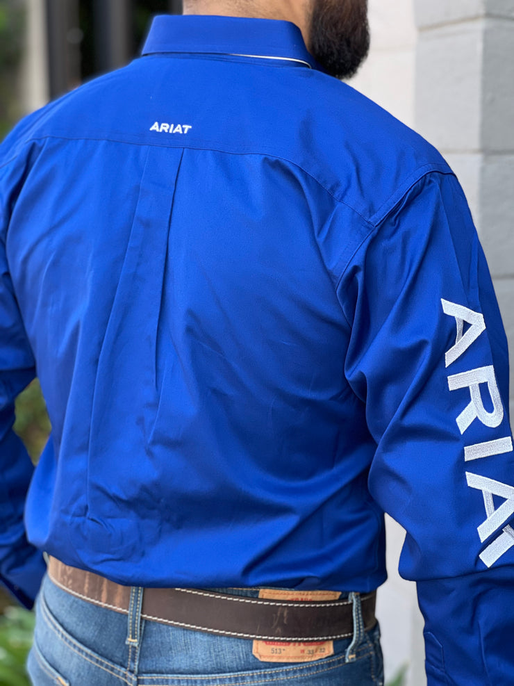 Ariat Team Logo Ultramarine/White Fitted Long Sleeve Shirt