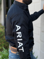 Ariat Team Logo Black/White Fitted Long Sleeve Shirt