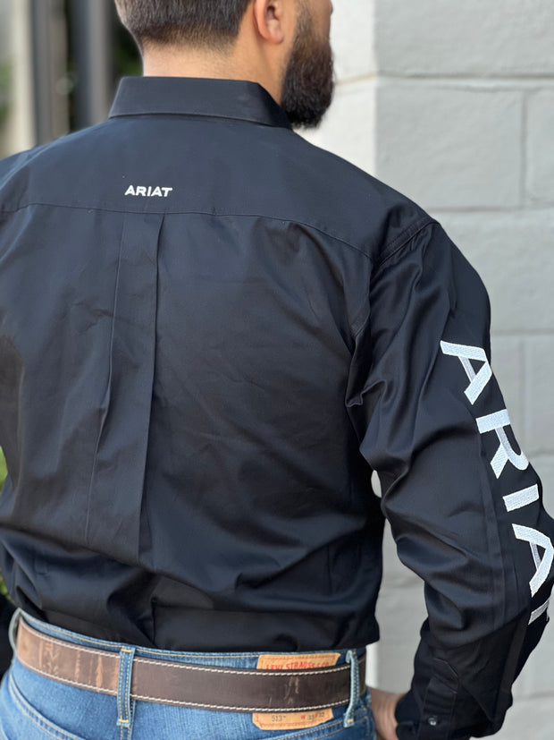 Ariat Team Logo Black/White Fitted Long Sleeve Shirt