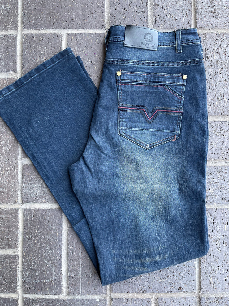 Platini Men's Dark Blue Slim Boot Cut Jeans - BCJ7841