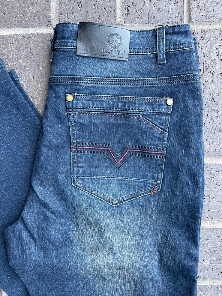 Platini Men's Dark Blue Slim Boot Cut Jeans - BCJ7841