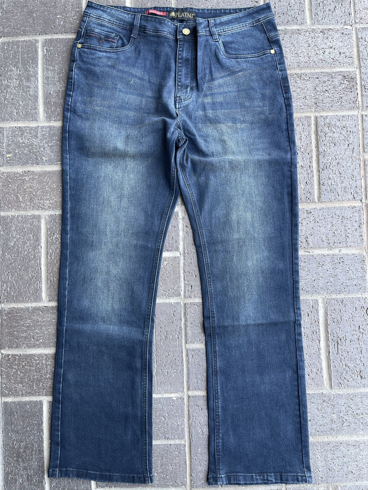 Platini Men's Dark Blue Slim Boot Cut Jeans - BCJ7841