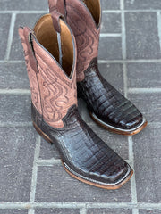 Circle G Men's Dark Brown Caiman Western Boot