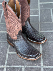 Circle G Men's Dark Brown Caiman Western Boot