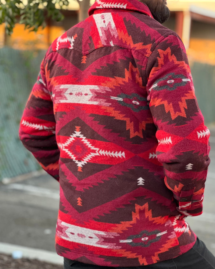 Panhandle Men's Red Aztec Commander Wool Coat