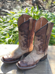 Circle G by Corral Women's Honey Chocolate Embroidery Square Toe Boot