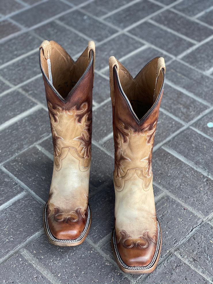 Circle G by Corral Women's Honey Chocolate Embroidery Square Toe Boot