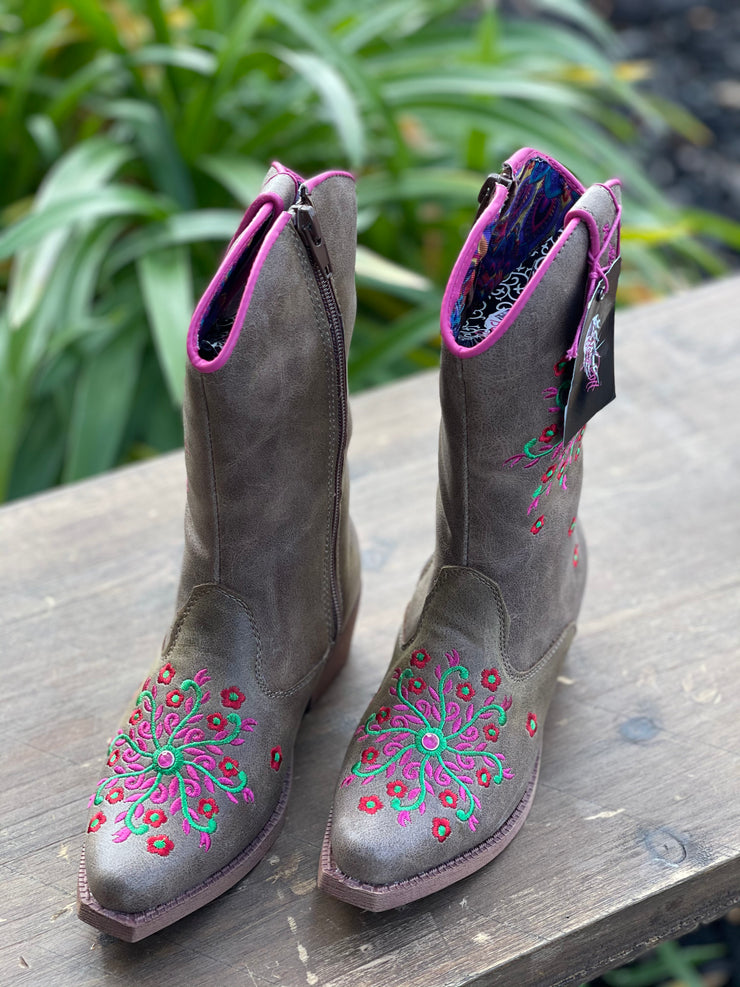 Kid's Savvy Western Snip Toe Zip Up Boots