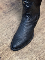 Cuadra Ostrich Black Semi-Oval Toe Cowboy Boots