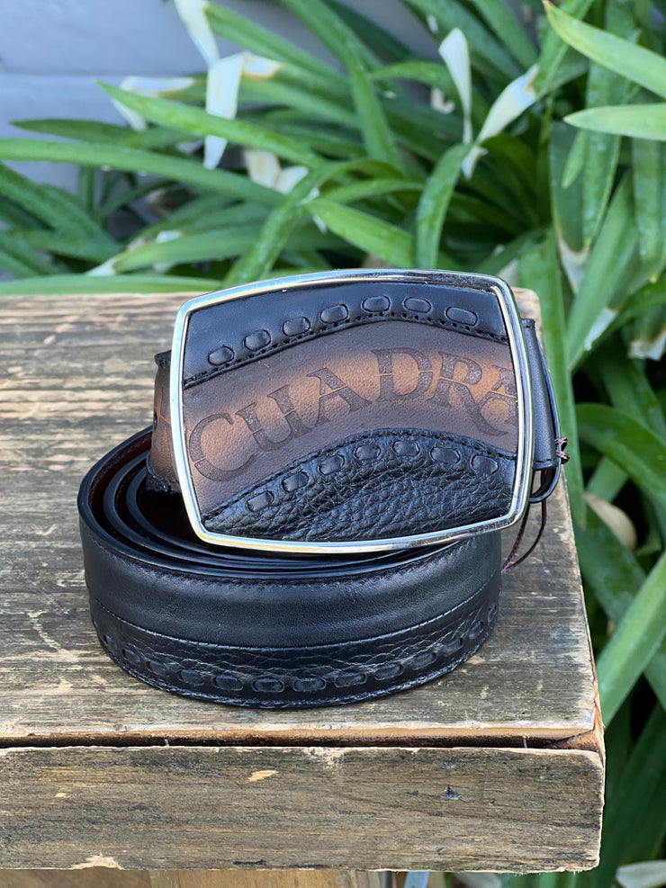 Cuadra Black Modern Leather Belt (NEW)