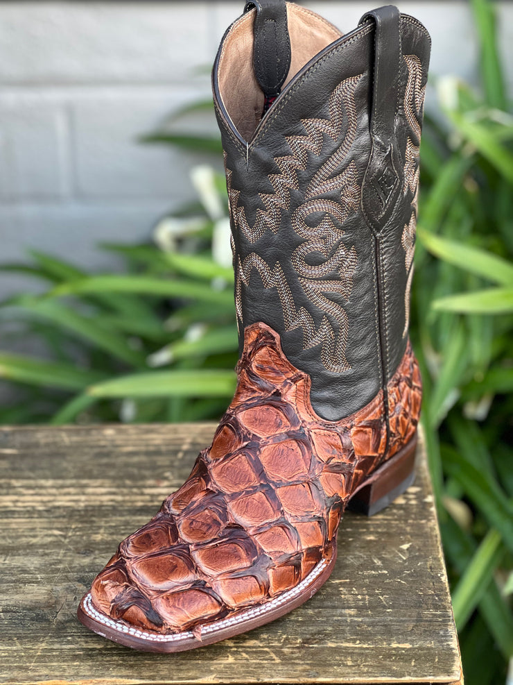 Pirarrucu Honey Wide Square Toe Cowboy Boots - Red Diamond Boots