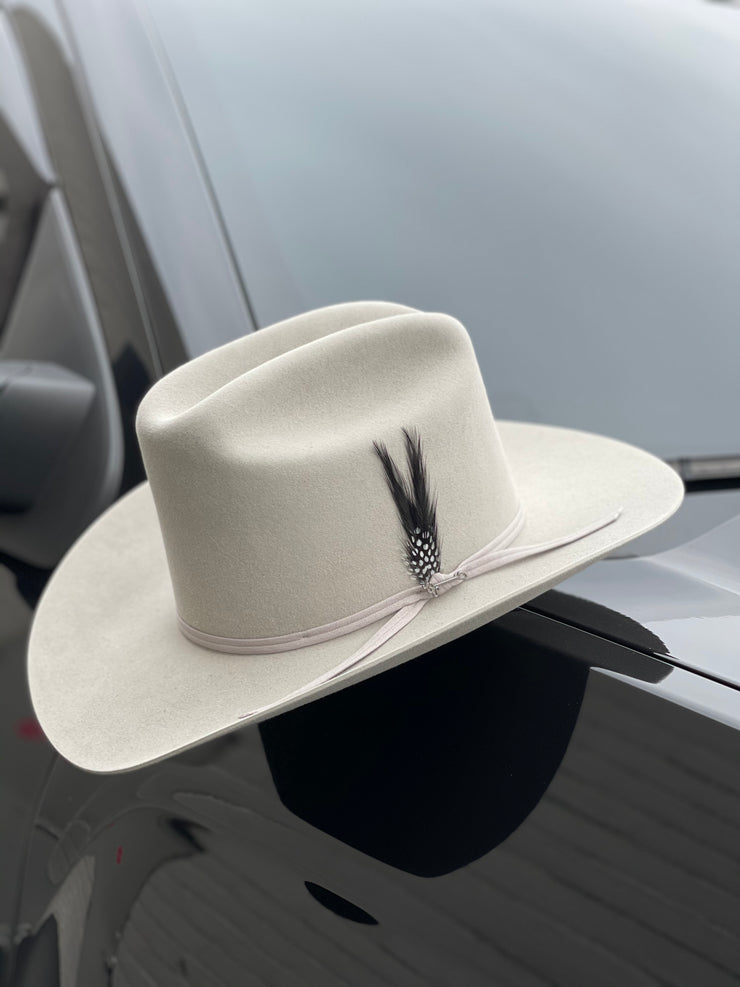 Stetson 6x Rancher Mist Grey Diamante Negro Cowboy Felt Hat (Copa Alta Falda/Brim 3.5")