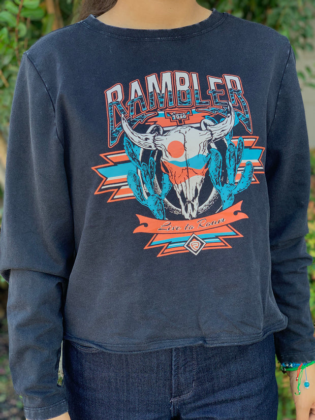 Black Western Longhorn Long Sleeve