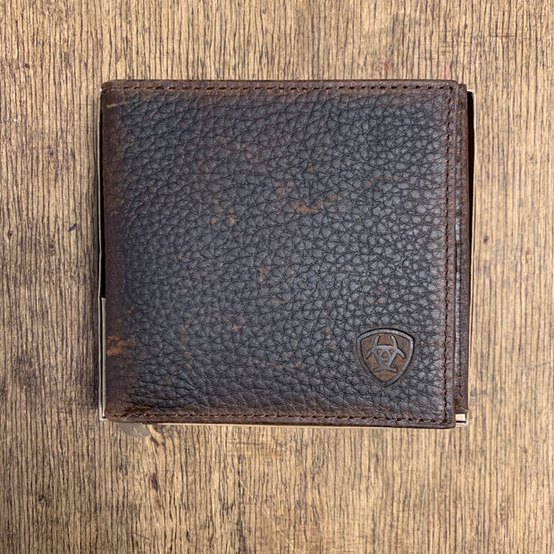Ariat Men's Bi-Fold Wallet Shield Concho Dark Copper