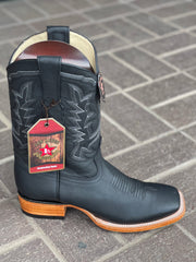 Los Altos Grisly Black Wide Square Toe Cowboy Boots