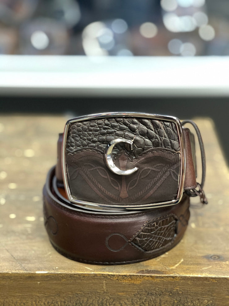 Cuadra Paris Cafe Modern Caiman Leather Belt