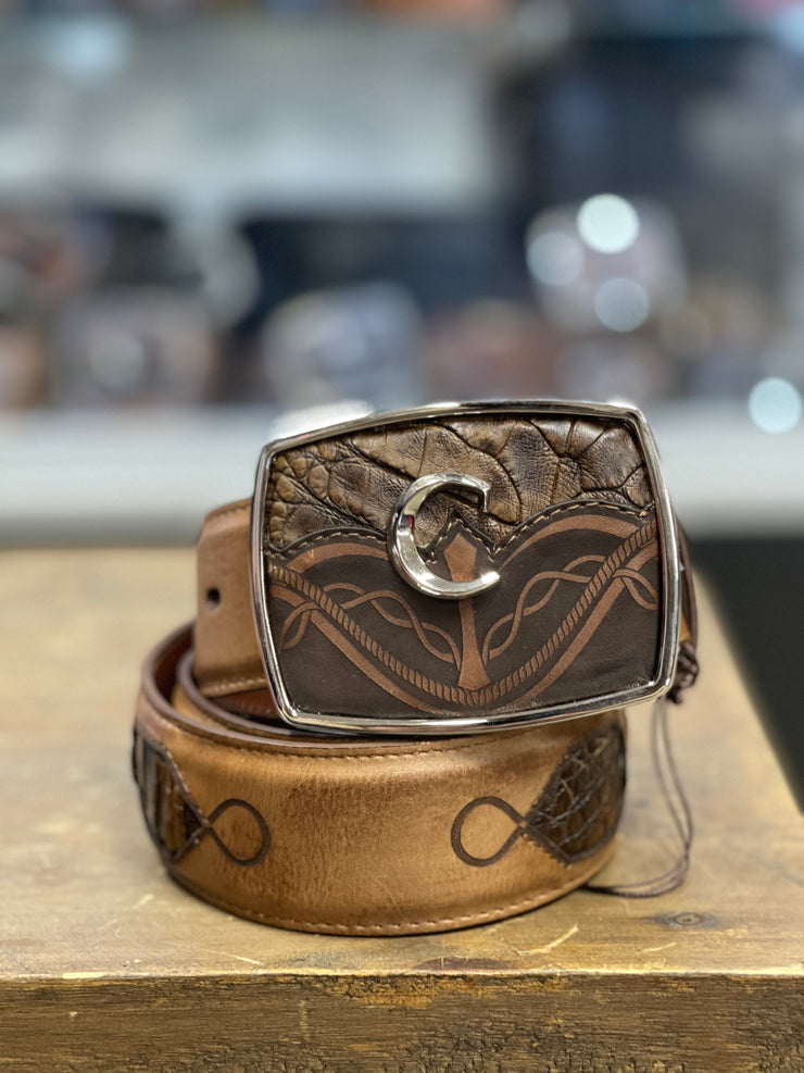 Cuadra Porto Maple Modern Caiman Leather Belt