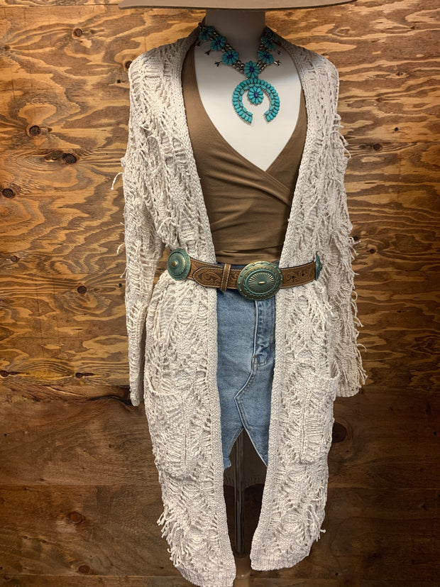 Fringed Creme Cardigan