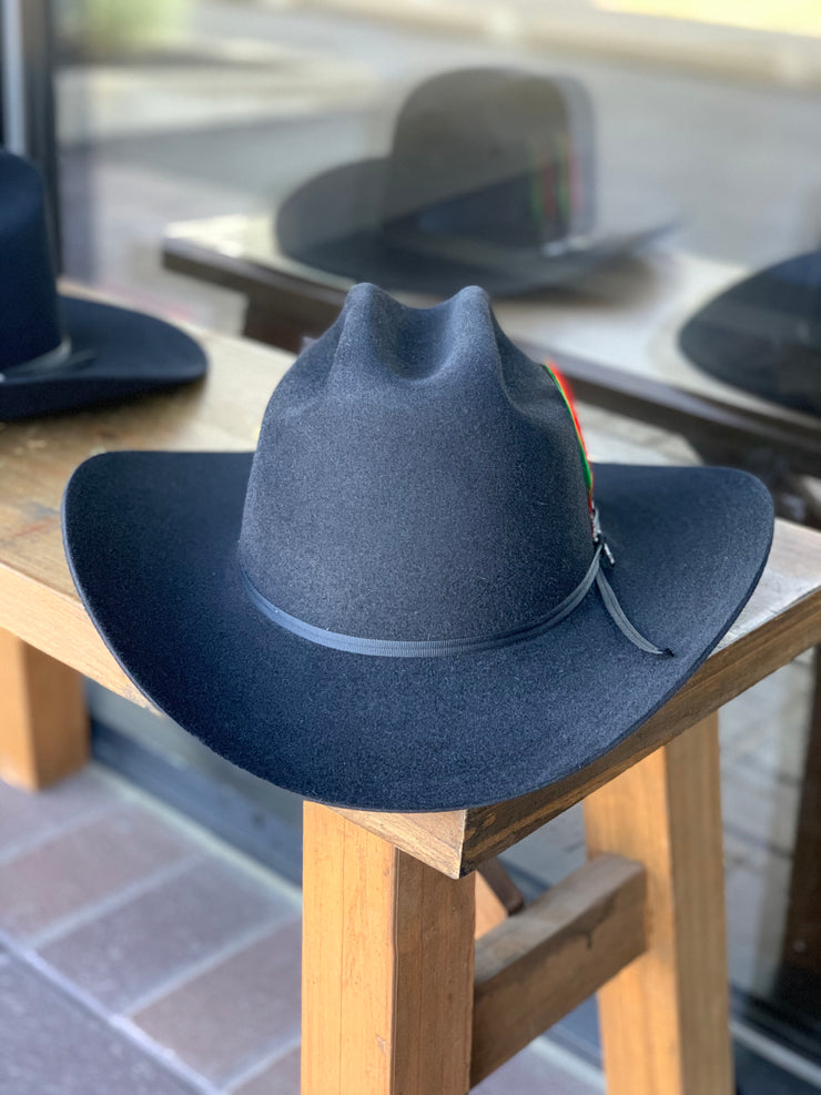 Stetson 6x Spartan Black Cowboy Felt Hat Sinaloa (Copa Chica Falda/Brim 3.5")