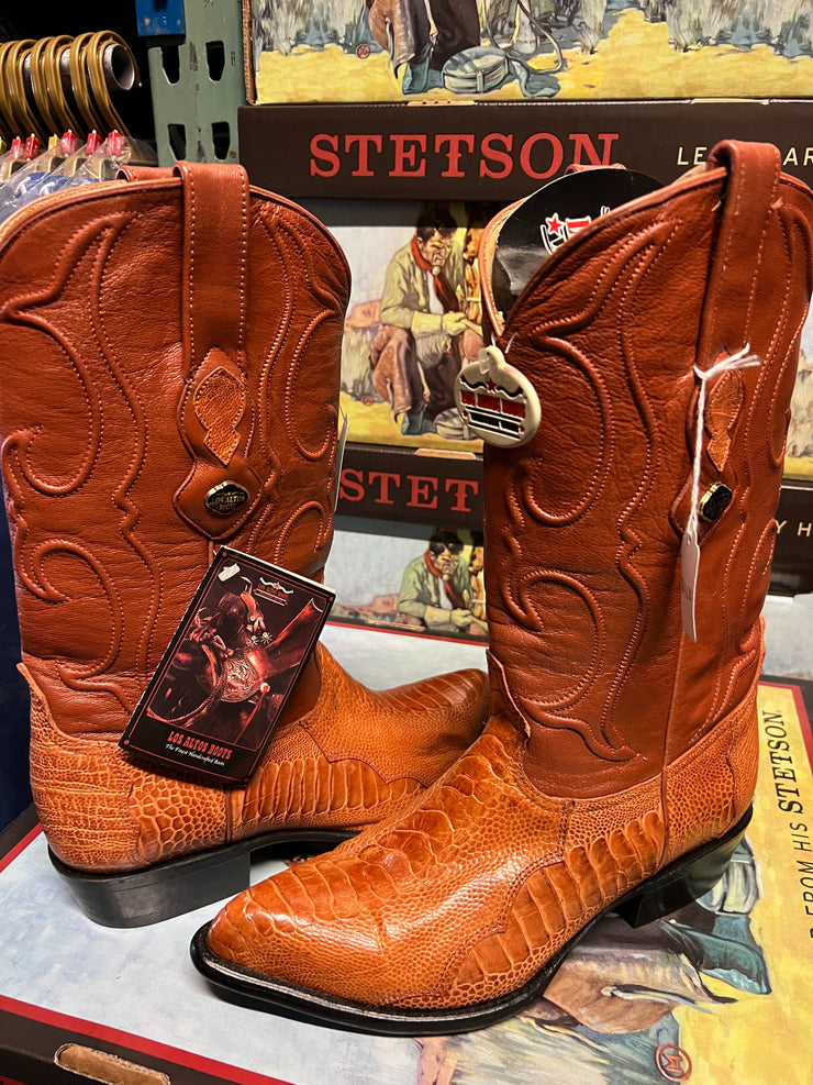 Los Altos Piel Avestruz Pata Color Cognac Horma J Toe 8 USA 27 MX