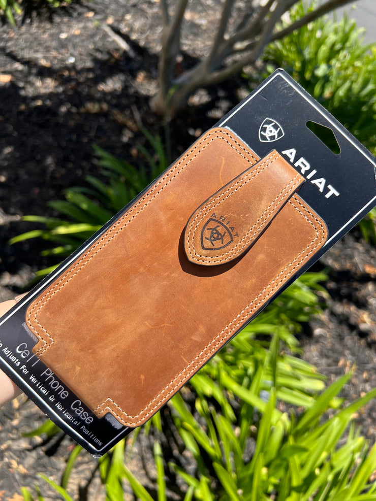 Ariat Light Brown Leather Cell Phone Case (Fits iPhone PLUS)