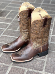Ariat Brown Women Round Up Arizona Brown Wide Square Toe Western Boot