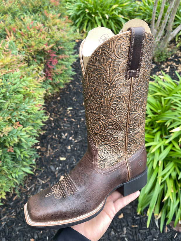 Ariat Brown Women Round Up Arizona Brown Wide Square Toe Western Boot