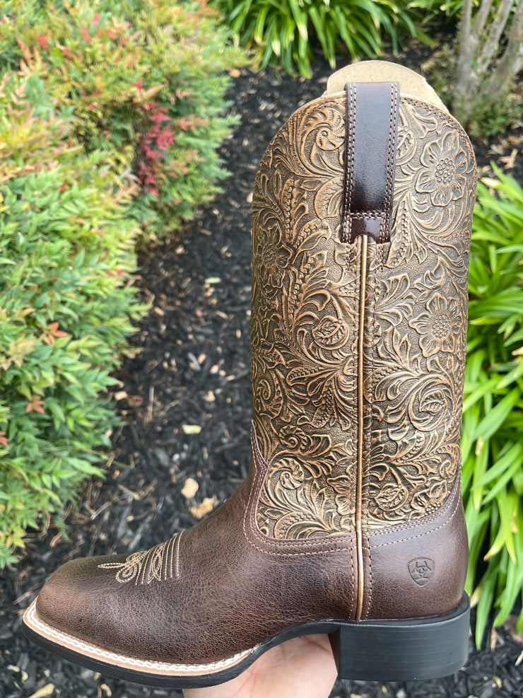 Ariat Brown Women Round Up Arizona Brown Wide Square Toe Western Boot