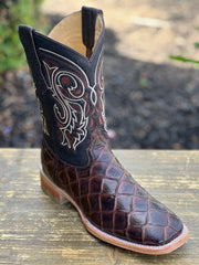 Pirarrucu Print Brown Wide Square Toe Cowboy Boots