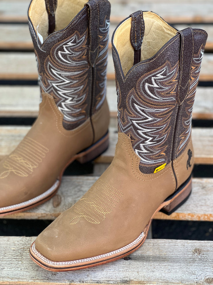 Light Brown Semi Wide Square Toe Cowboy Boots – Guadalajara