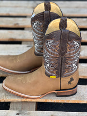 Light Brown Semi Wide Square Toe Cowboy Boots