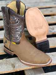 Light Brown Semi Wide Square Toe Cowboy Boots